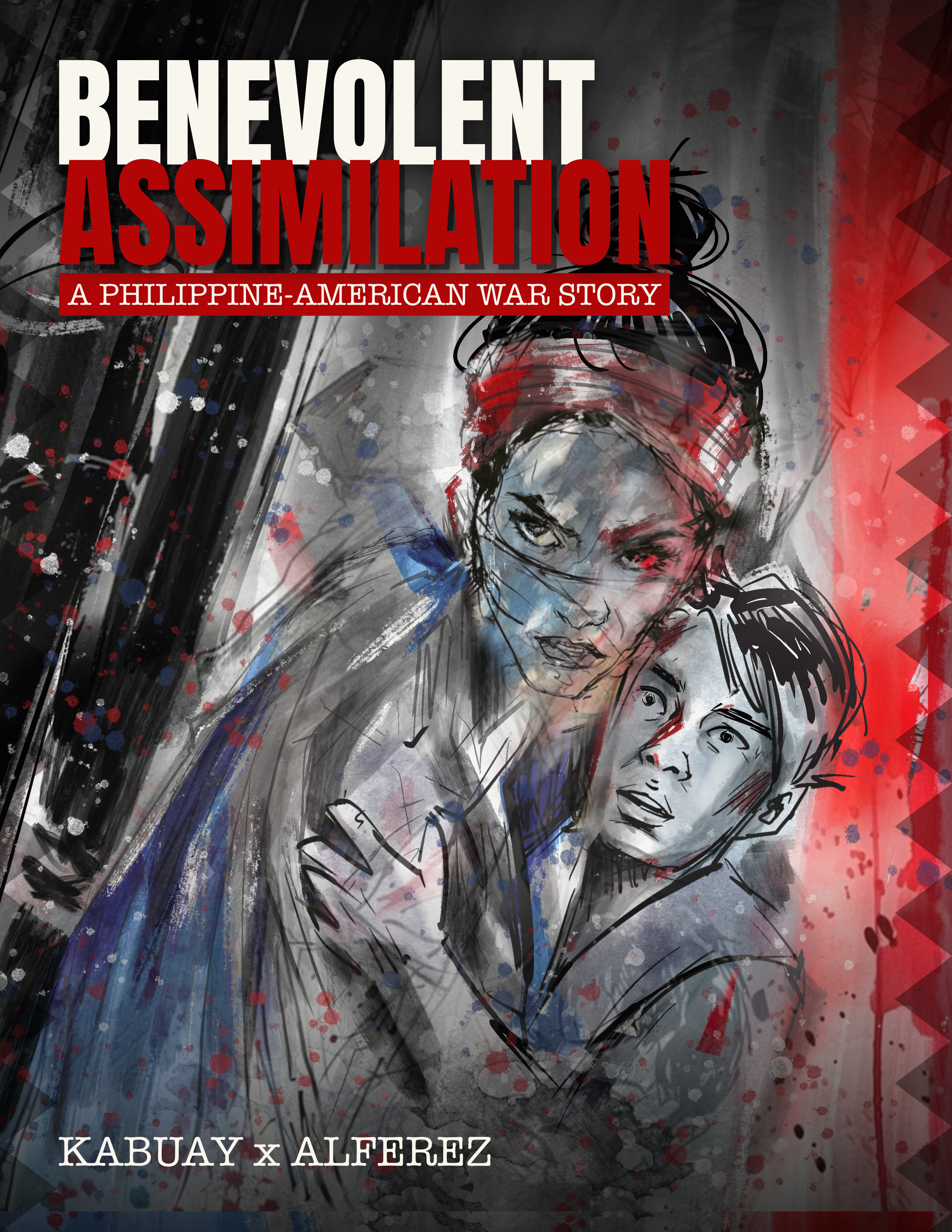 Cover with Patik tattoo motif — ink and wash illustration